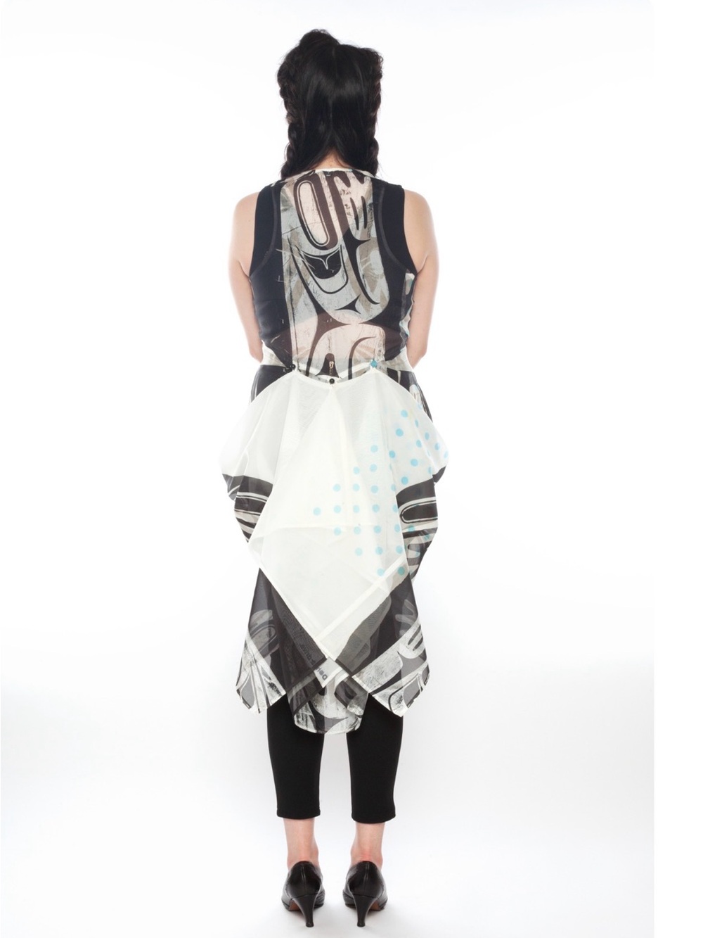 Dahlia Drive white and black bustle dress small
